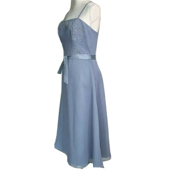 Da Vinci A Line Spaghetti Strap chiffon evening dress light blue sz 10 - Picture 4 of 11
